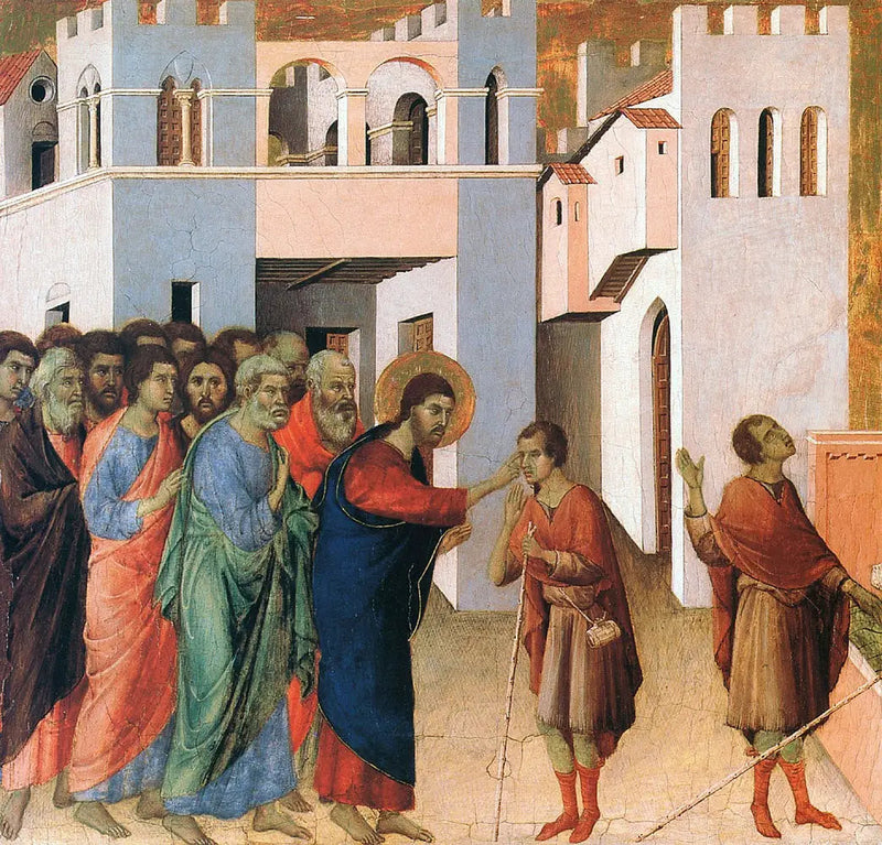 การรักษาของชายผู้เกิดมาทำให้ตาบอด - Duccio di Buoninsegna