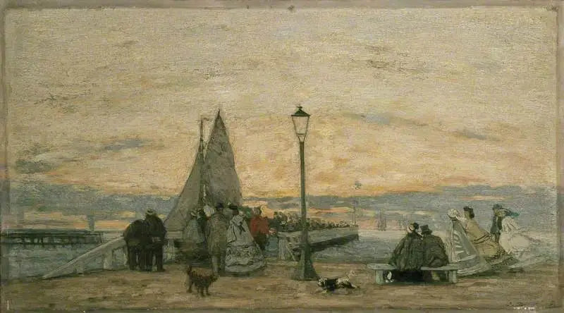 La Jetée de Trouville : พระอาทิตย์ตก - Eugène Boudin