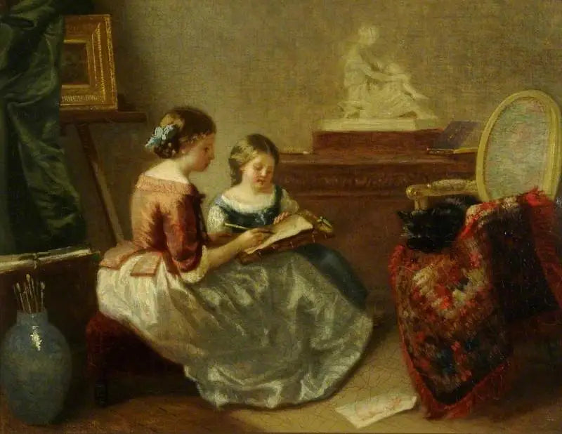 La leçon de dessin - Jean-Honoré Fragonard image 1 reproduction de peinture à l’huile