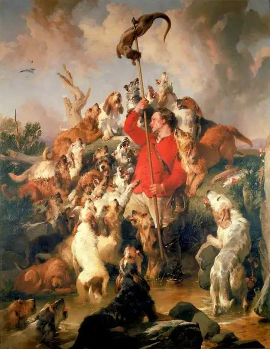 La Loutre harponnée, les chiens à loutre du comte d'Aberdeen - Edwin Henry Landseer image 1 copie de tableau peinte à la main