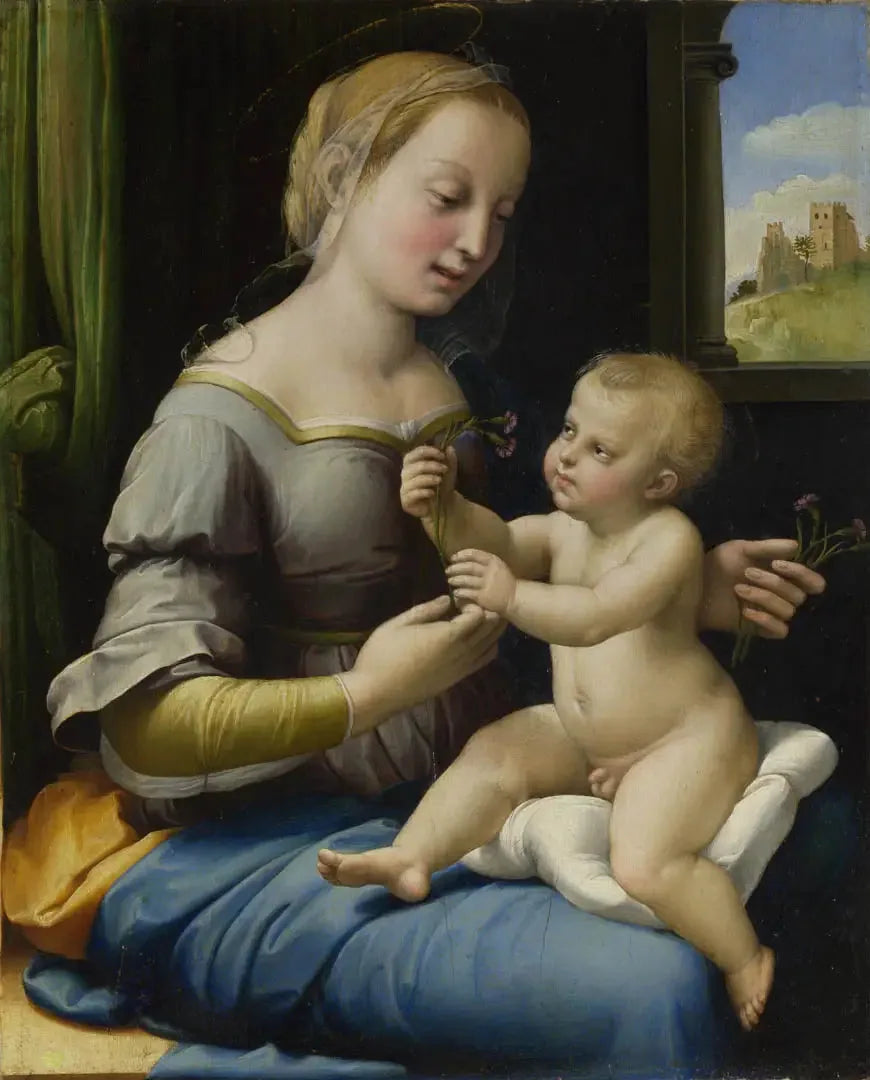 La Madone aux œillets - Raphaël Sanzio image 1 reproduction de peinture à l’huile