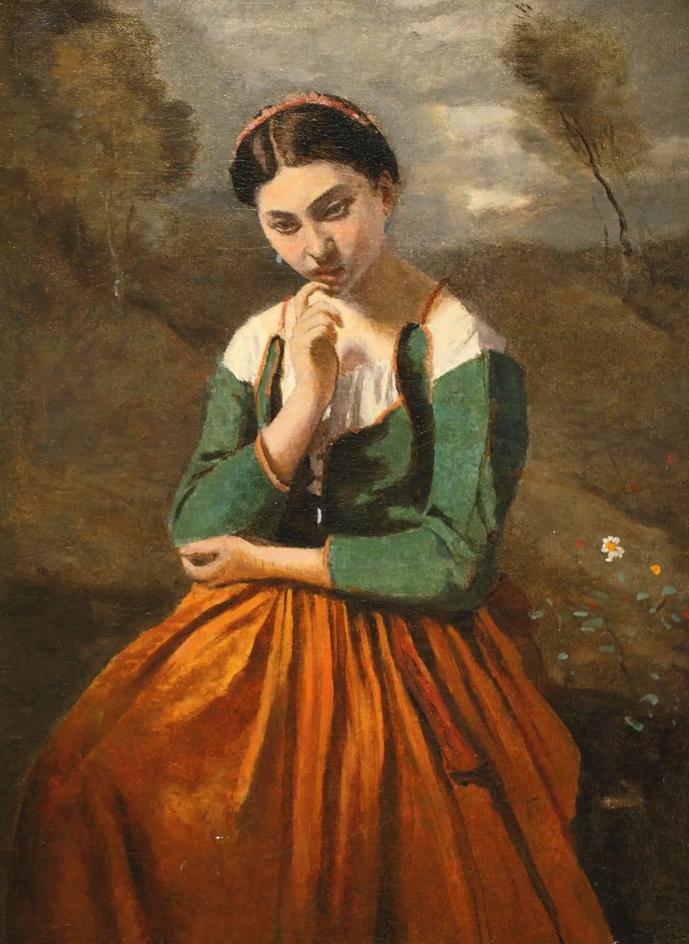La méditation - Jean-Baptiste Camille Corot image 1 copie de tableau peinte à la main