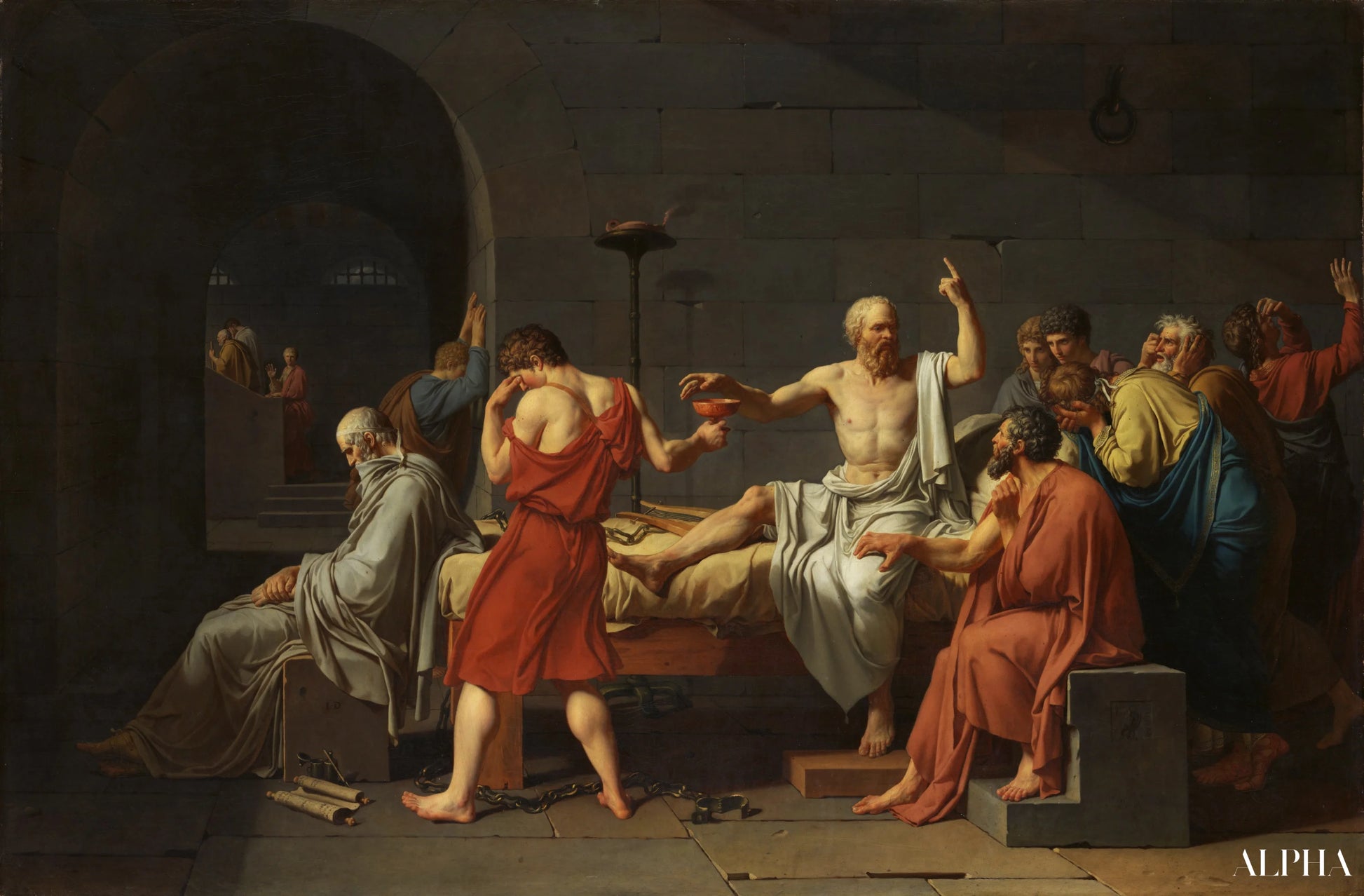 La mort de Socrate - Jacques-Louis David - Reproductions de tableaux et peintures haut de gamme