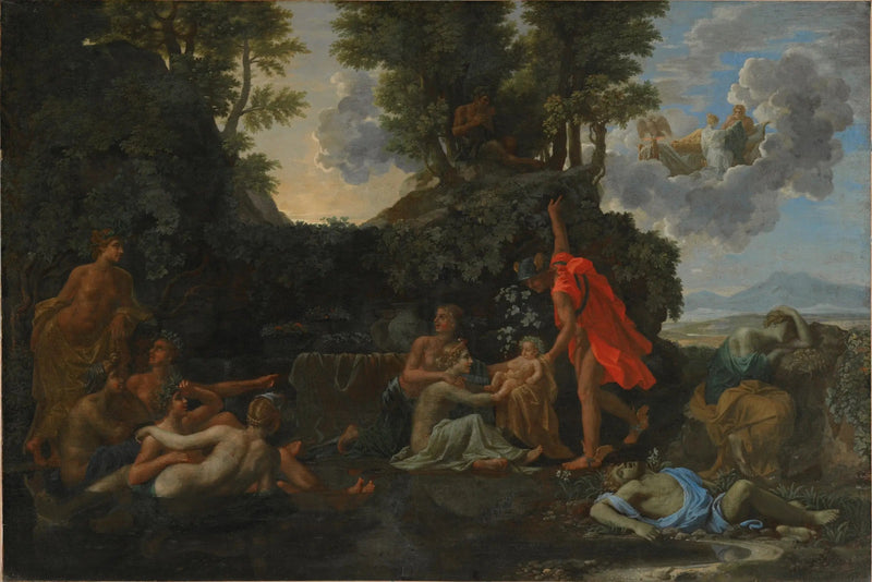 กำเนิดของบาคัสและความตายของนาร์ซิส - Nicolas Poussin