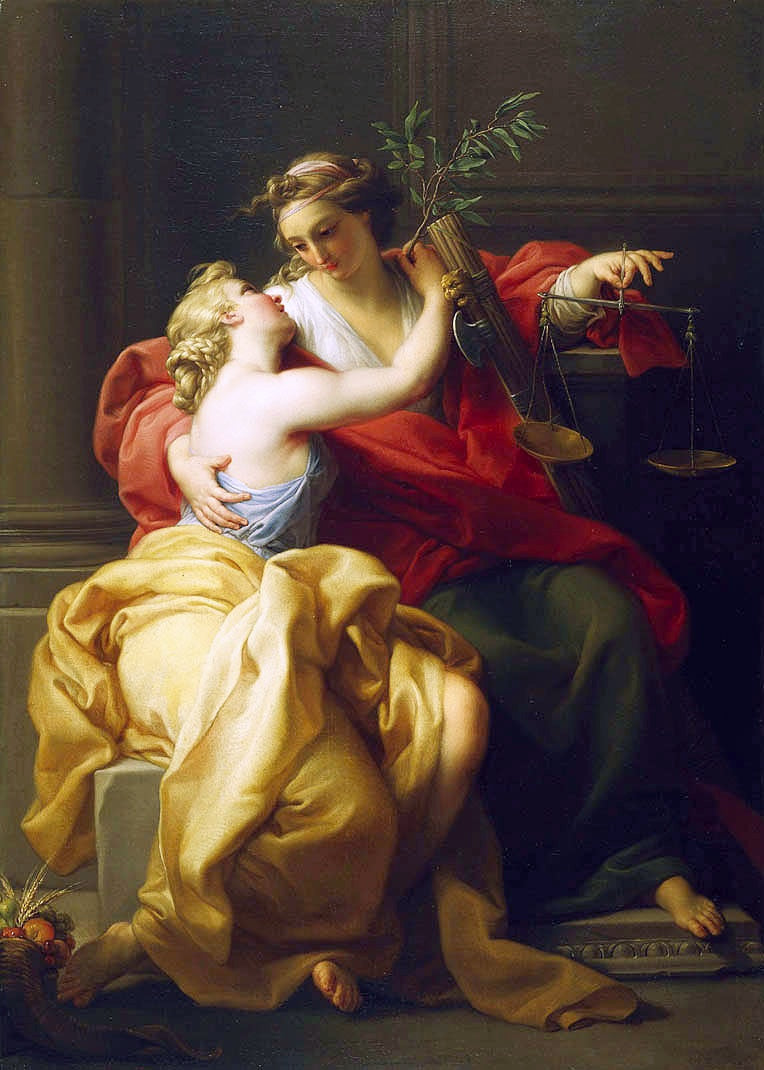 La Paix et la Justice - Pompeo Batoni image 1 reproduction de peinture à l’huile