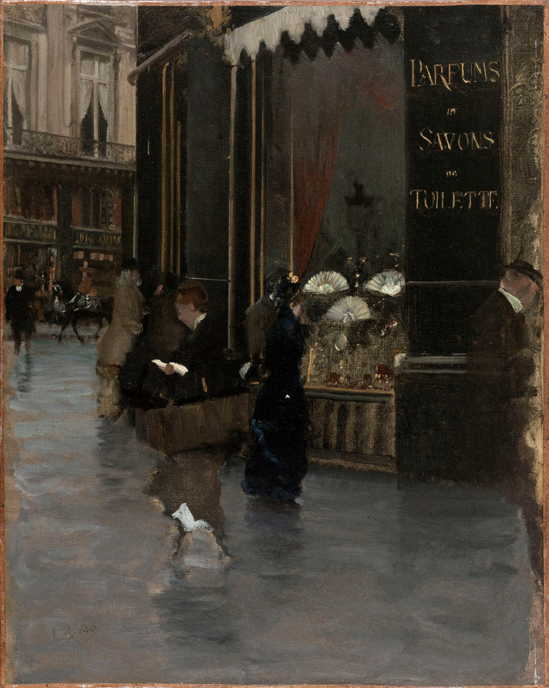 น้ำหอม Violet ที่มุมถนนบูเลอวาร์ดเดอคาปูซินส์และถนนสคริบ - Giuseppe De Nittis
