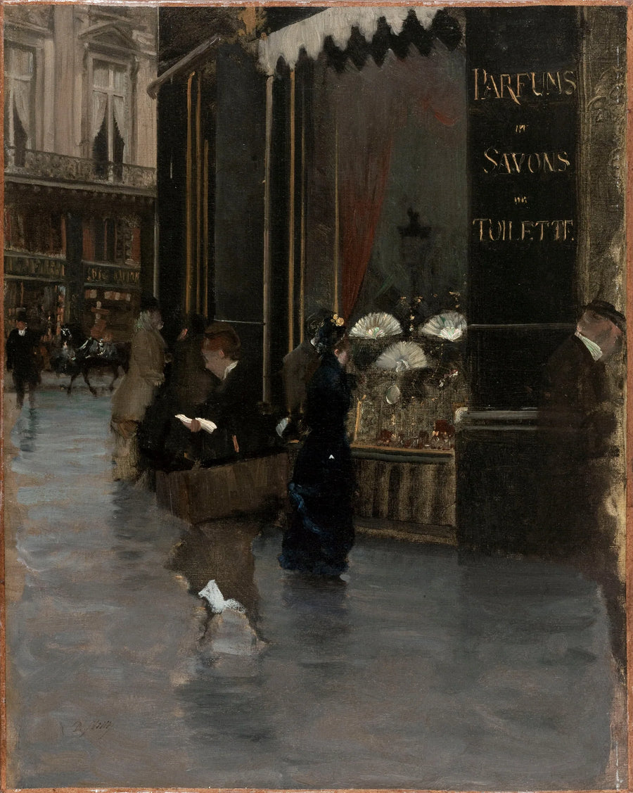 น้ำหอม Violet ที่มุมถนนบูเลอวาร์ดเดอคาปูซินส์และถนนสคริบ - Giuseppe De Nittis