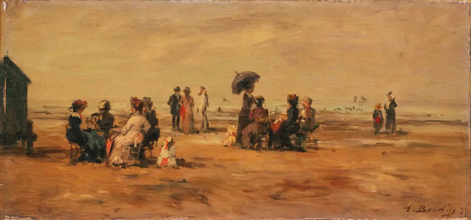 La plage à Trouville - Eugène Boudin image 1 reproduction d’œuvre d’art à l’huile
