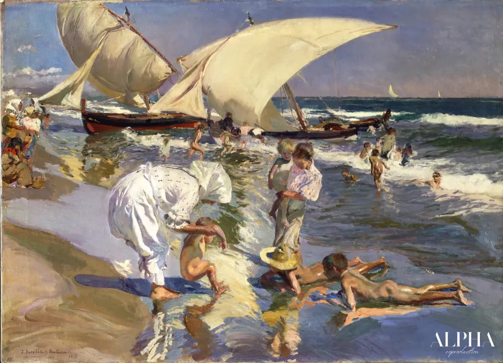 La plage de Valence dans la lumière du matin - Sorolla - Reproductions de tableaux et peintures haut de gamme