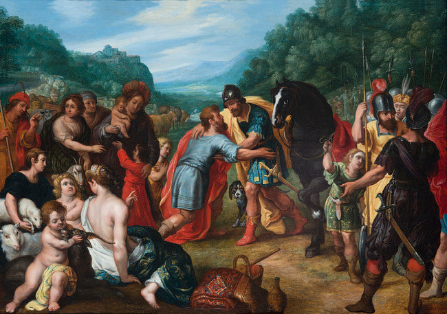 La réconciliation entre Jacob et Ésaü - Jan Brueghel le Jeune image 1 reproduction d’œuvre d’art à l’huile