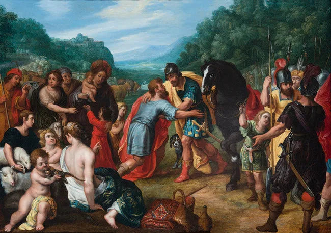 La réconciliation entre Jacob et Ésaü - Jan Brueghel le Jeune image 1 reproduction d’œuvre d’art à l’huile
