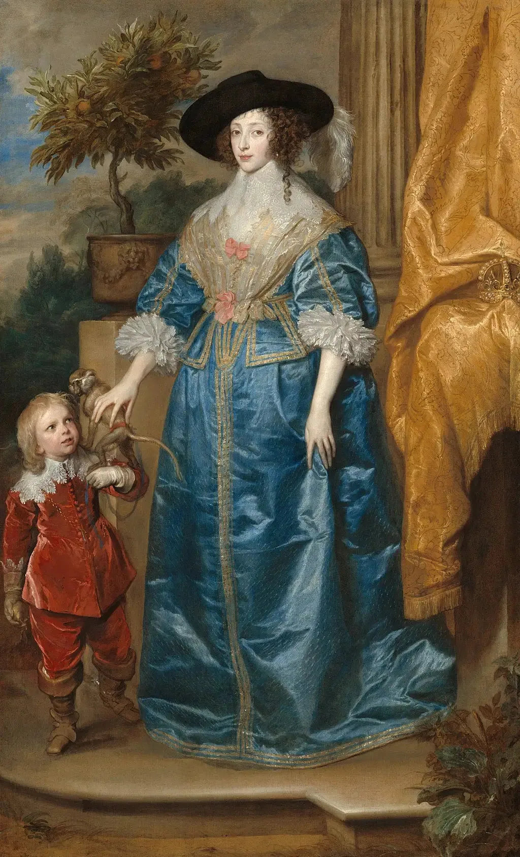 La reine Henriette Marie et son fils, Sir Jeffrey Hudson - Antoine van Dyck image 1 copie peinte à la main à l’huile