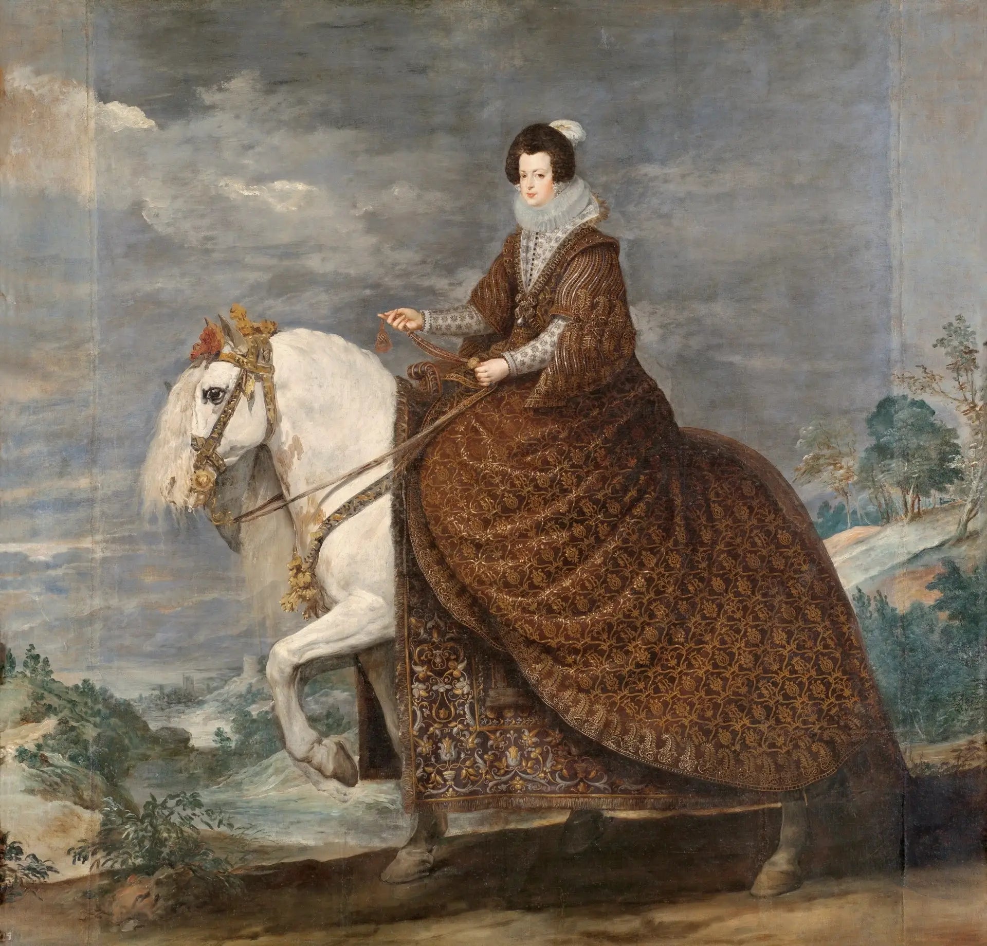 La Reine Isabelle de France à cheval - Diego Velázquez image 1 copie peinte à la main à l’huile