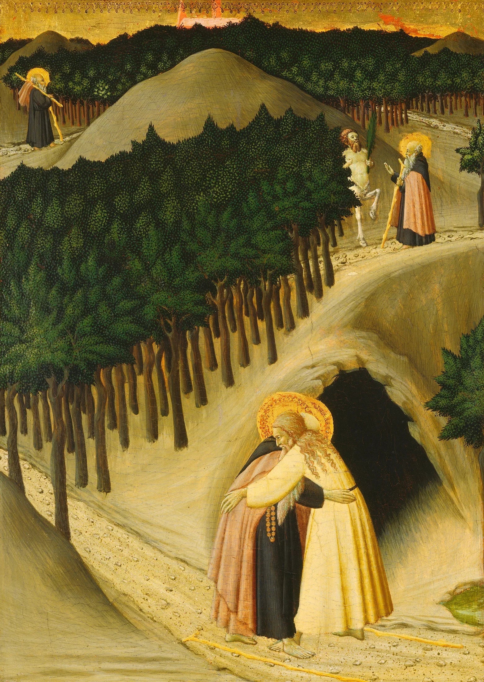 La rencontre de saint Antoine et de saint Paul - Master of the Osservanza - Alpha Reproduction