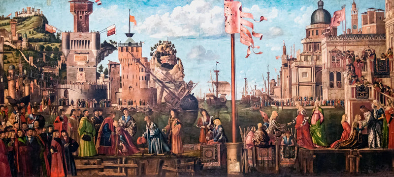 การพบกันของคู่หมั้นและการออกเดินทางของนักแสวงบุญ - Vittore Carpaccio