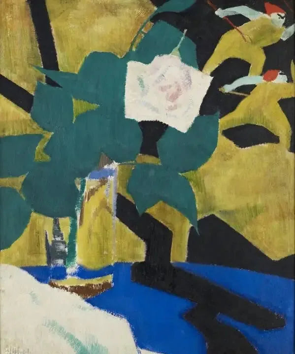 La Rose et le Paravent laqué - Francis Cadell image 1 copie peinte à la main à l’huile