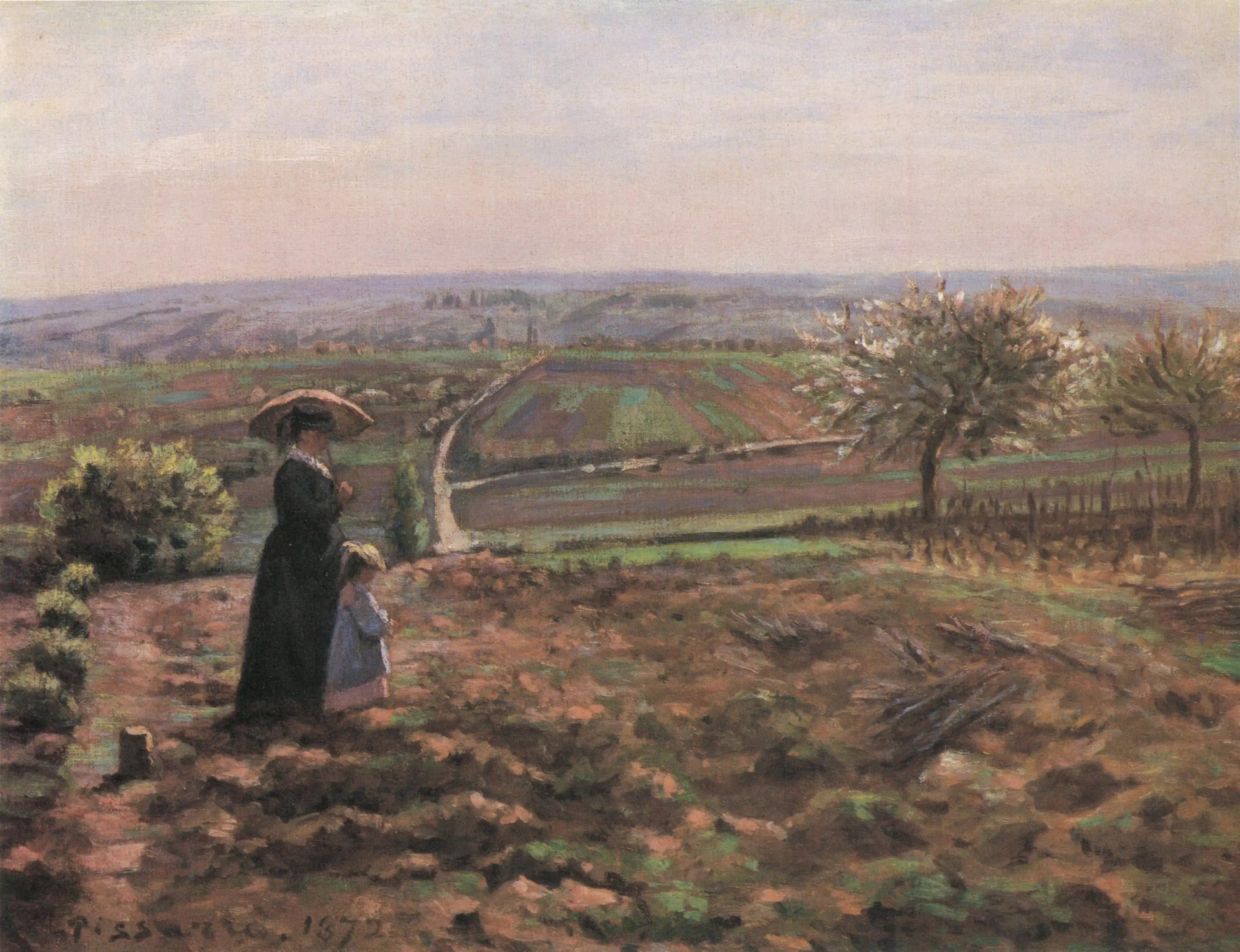 La Route de Rouen, les hauteurs de l'Hautil, Pontoise - Camille Pissarro image 1 reproduction artisanale de tableau