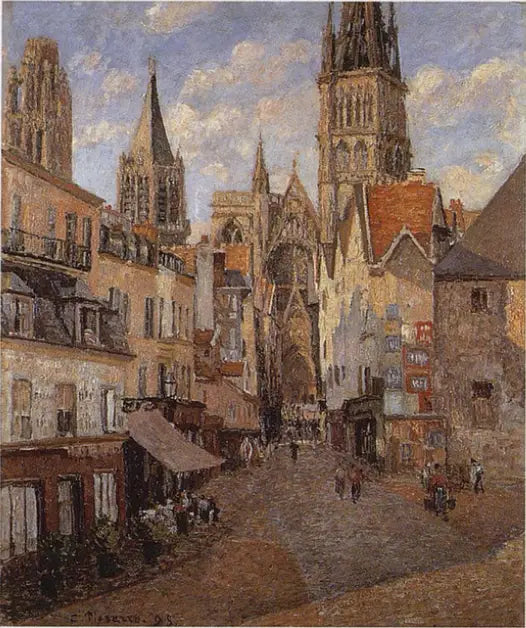 La Rue de l'Épicerie à Rouen, fin d'après-midi - Camille Pissarro image 1 reproduction de peinture à l’huile