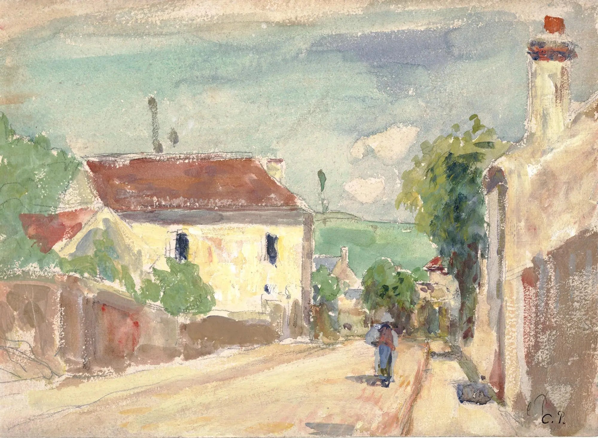 La Rue de l'Hermitage, Pontoise - Camille Pissarro image 1 copie de tableau peinte à la main