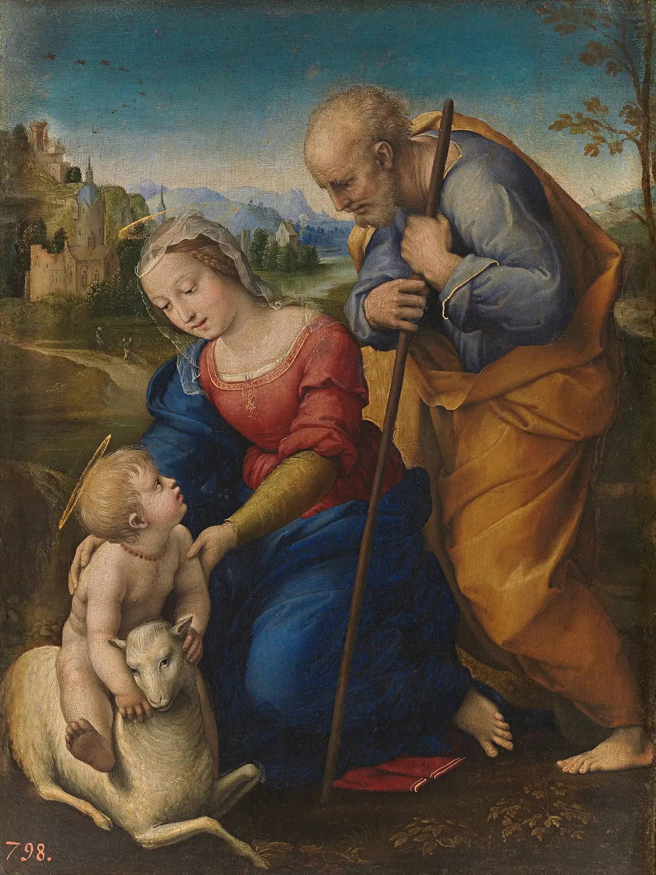 La Sainte Famille à l'agneau - Raphaël Sanzio image 1 reproduction artisanale de tableau
