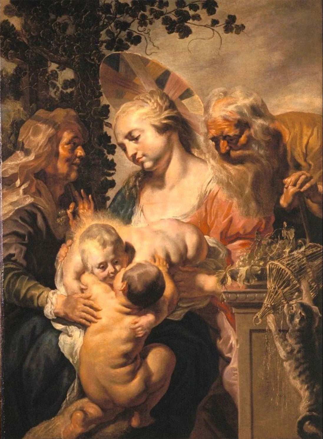 La Sainte Famille avec sainte Élisabeth et l'Enfant saint Jean-Baptiste - Jacob Jordaens image 1 reproduction de peinture à l’huile