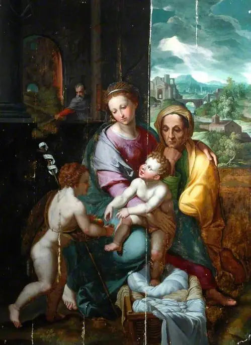 La Sainte Famille avec sainte Élisabeth et l'enfant saint Jean-Baptiste - Raphaël Sanzio image 1 tableau peint à l’huile sur toile
