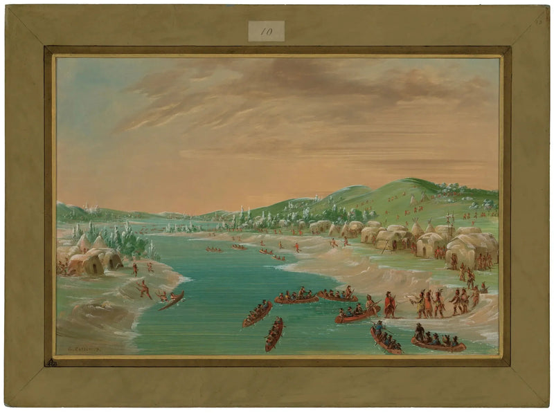 แซลล์และขบวนของเขามาถึงหมู่บ้านอิลลินอยส์ 1 มกราคม 1680 - จอร์จ แคทลิน