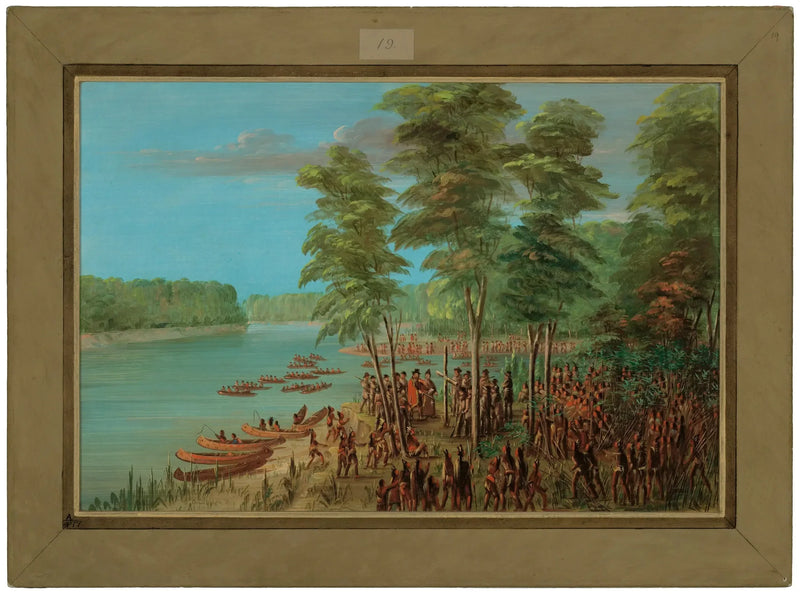 ลา ซาลล์ เข้าครอบครองที่ดินที่ปากแม่น้ำอาร์คันซอ 10 มีนาคม 1682 - จอร์จ แคทลิน