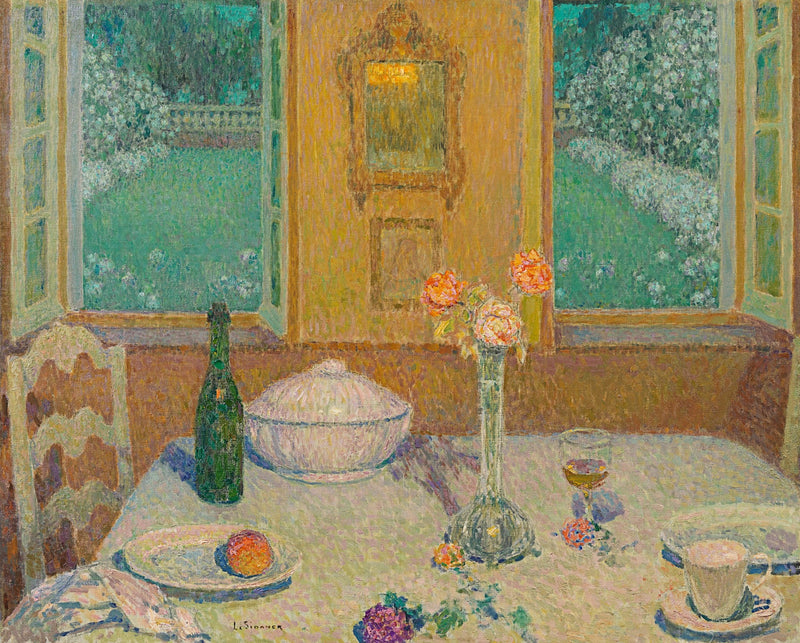 โต๊ะบนสวนดอกไม้ในยามพลบค่ำ, Gerberoy - Henri Le Sidaner