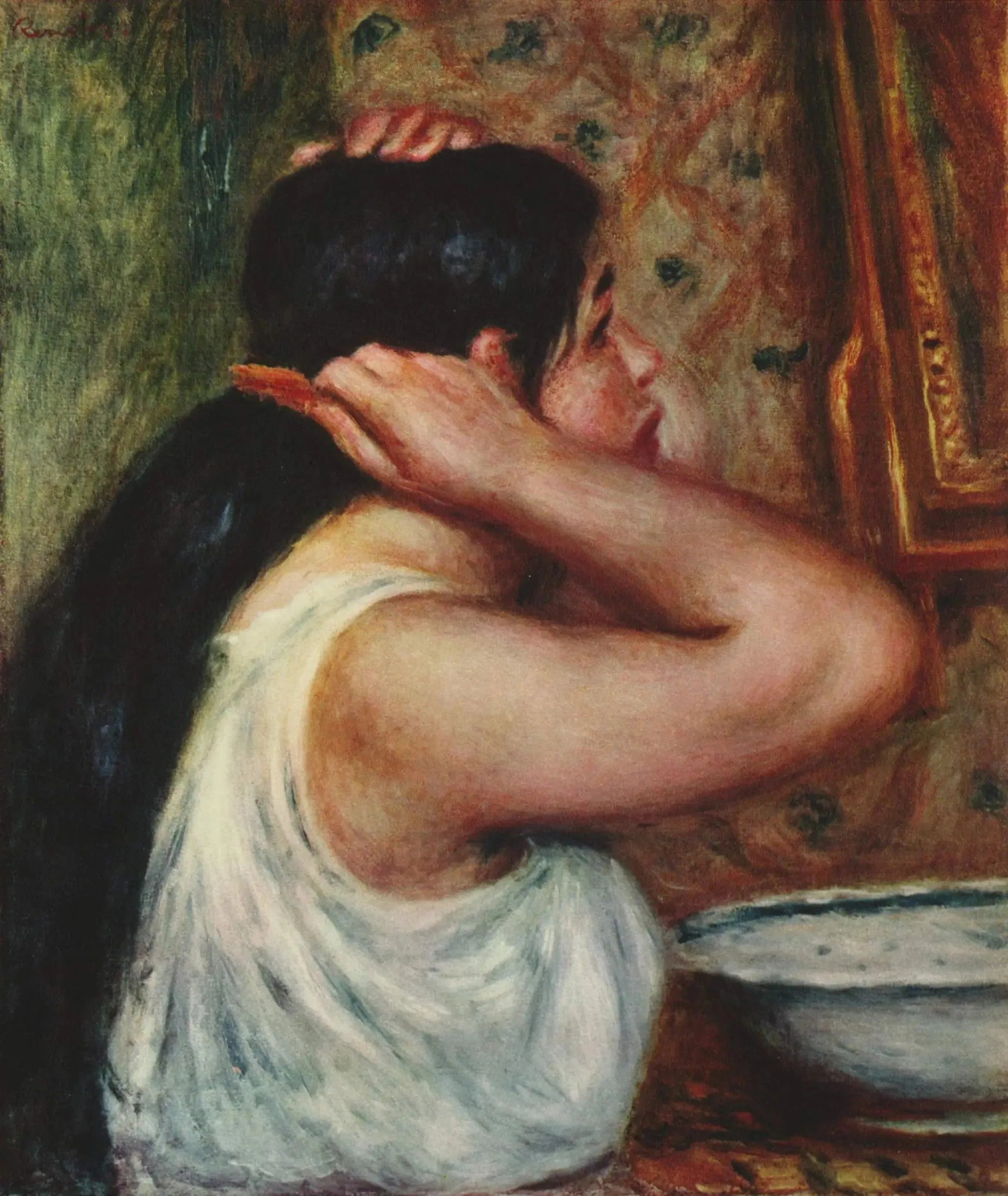 La Toilette : femme se peignant - Pierre-Auguste Renoir image 1 tableau peint à l’huile sur toile