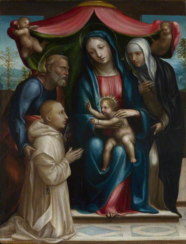 La Vierge à l'Enfant avec des saints et un donateur - Il Sodoma (Giovanni Antonio Bazzi) image 1 copie de tableau peinte à la main