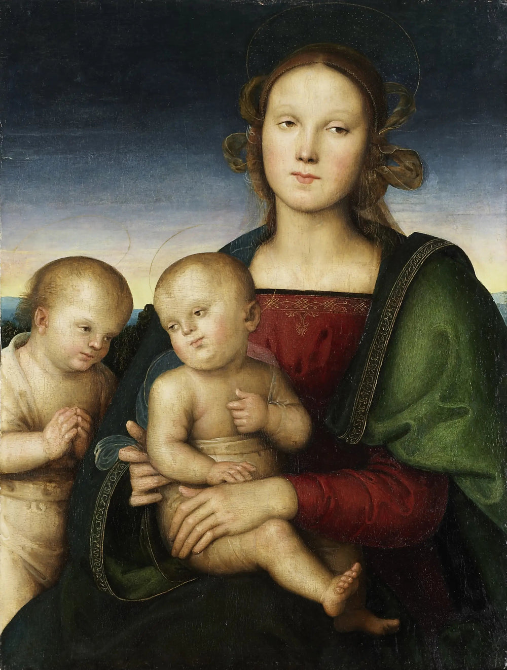 La Vierge à l'Enfant avec le petit saint Jean - Pietro Perugino image 1 copie peinte à la main à l’huile