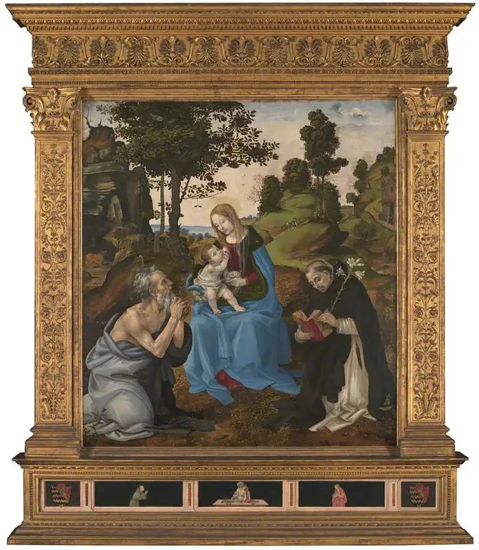 La Vierge à l'Enfant avec les saints Jérôme et Dominique - Filippino Lippi image 1 copie peinte à la main à l’huile