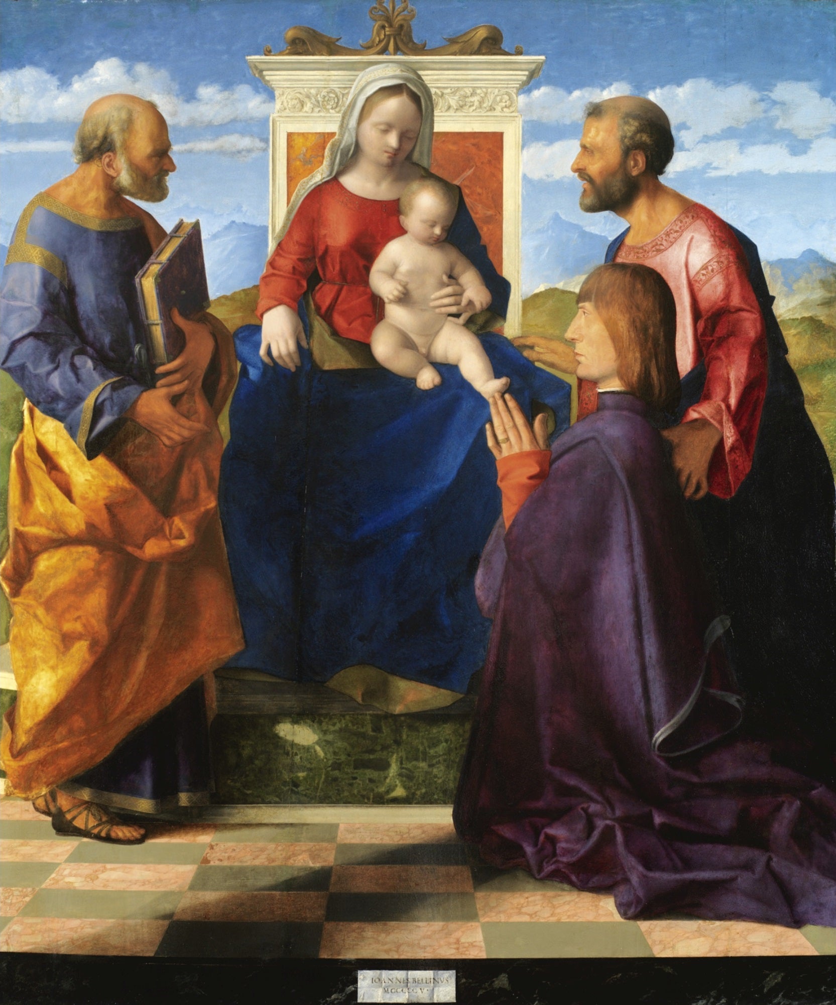 La Vierge à l’Enfant en trône avec des saints et un donateur - Giovanni Bellini - Alpha Reproduction