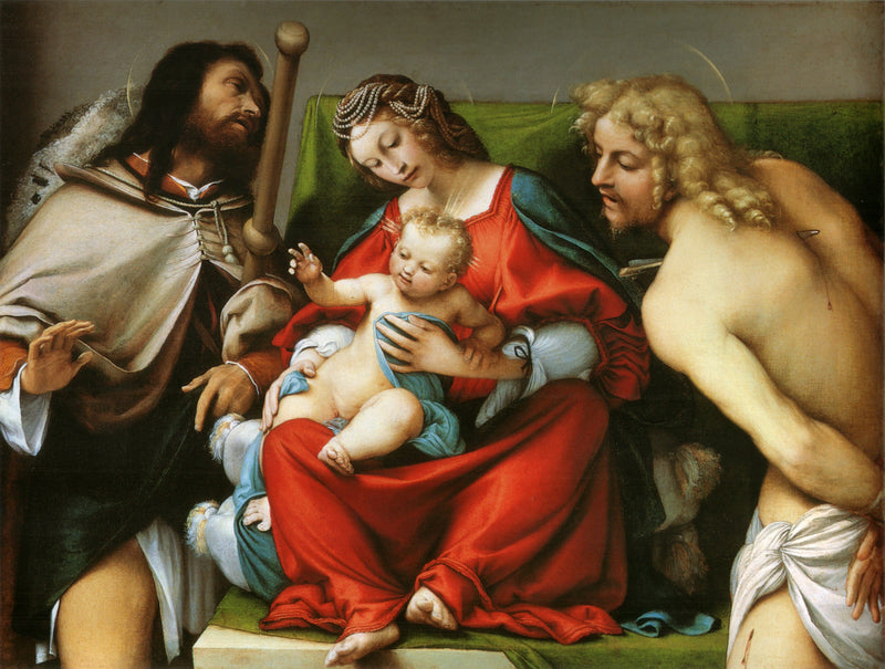 แม่พระกับพระเยซูและนักบุญร็อคกับนักบุญเซบาสเตียน - Lorenzo Lotto