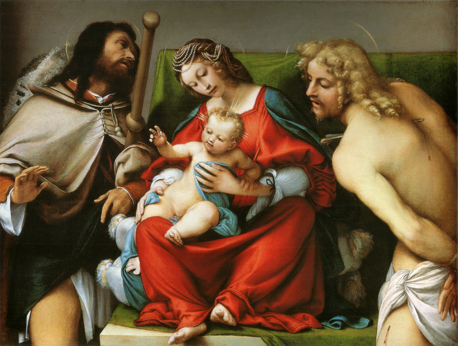 แม่พระกับพระเยซูและนักบุญร็อคกับนักบุญเซบาสเตียน - Lorenzo Lotto