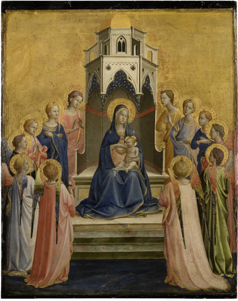 พระแม่มารีย์กับพระเยซูบนบัลลังก์และเทวดาสิบสององค์ - Fra Angelico
