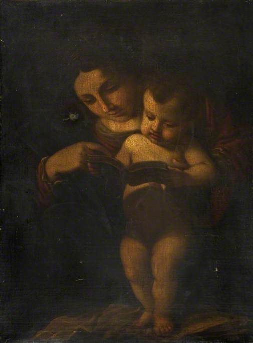 พระแม่มารีสอนเด็กเยซูอ่านหนังสือ - Guercino