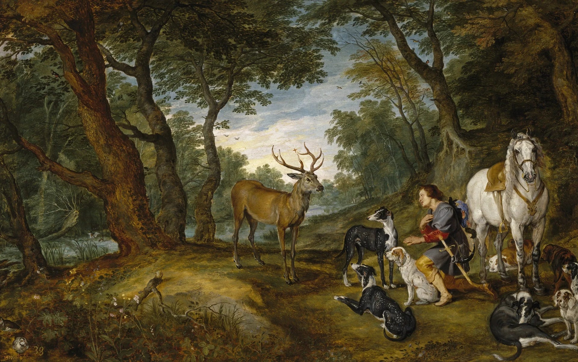 La Vision de saint Hubert - Jan Brueghel l'Ancien image 1 reproduction artisanale de tableau