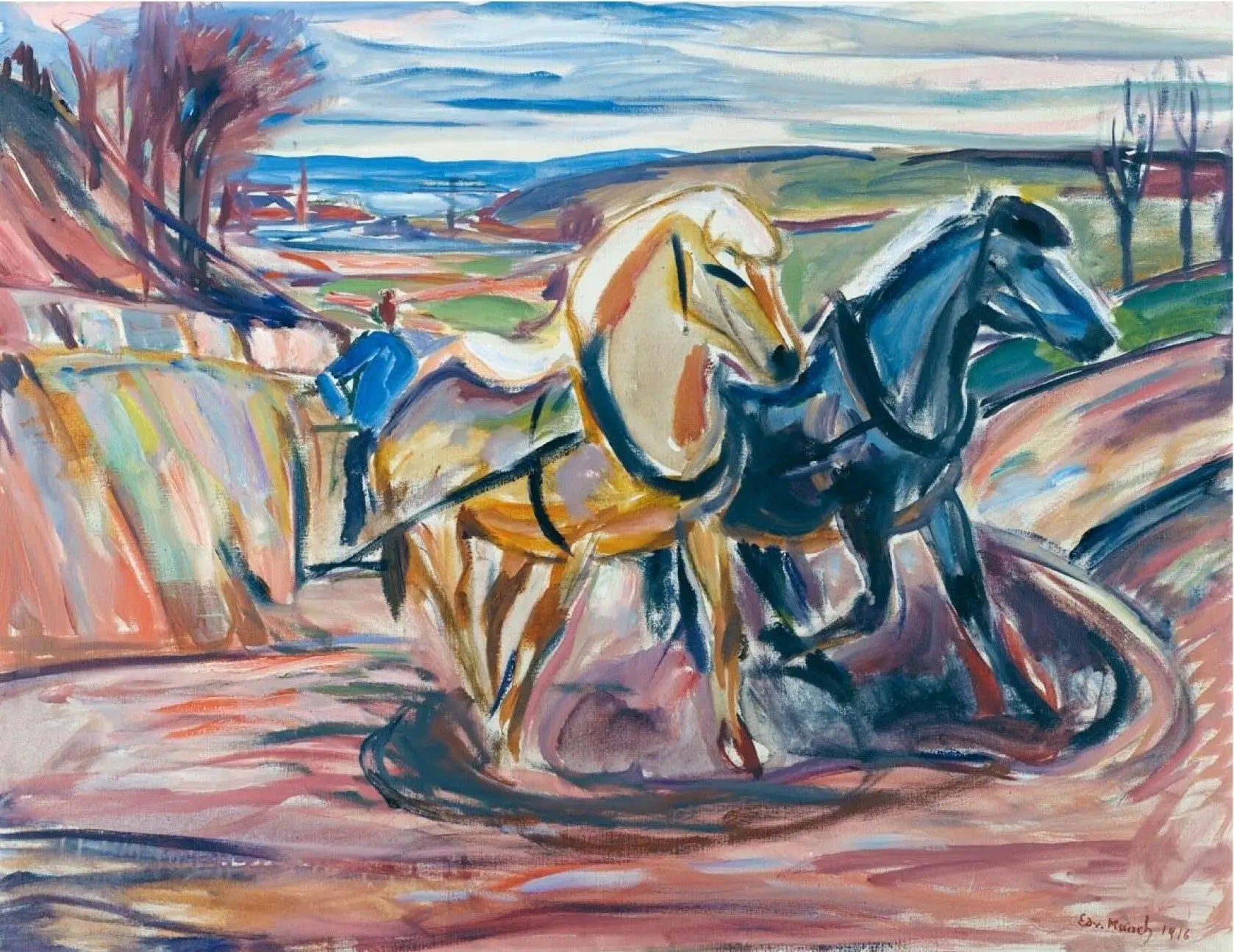 Reproduction du tableau « Labourage de printemps - Edvard Munch » par Alpha Reproduction en peinture à l’huile