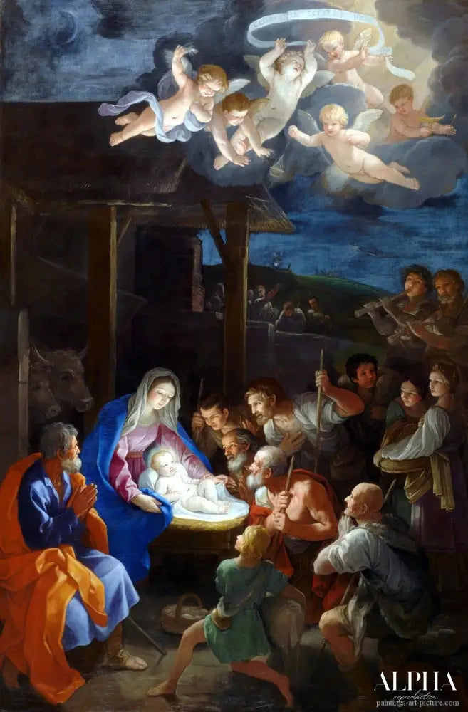 Adoration of the Shepherds - Guido Reni - Reproductions de tableaux et peintures haut de gamme