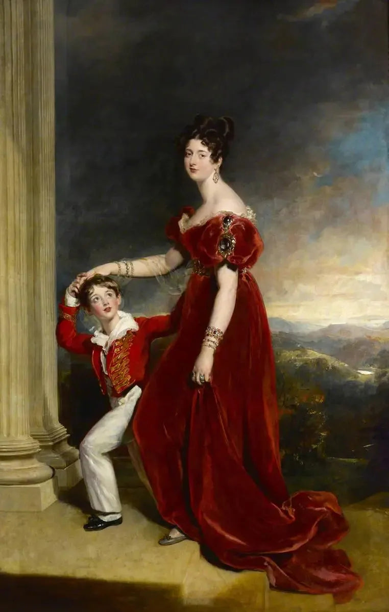 ภรรยาหญิง Frances Anne Emily Vane-Tempest, มาร์กีส์เดอลอนดอนเดอร์รี (1800-1865) และบุตรชายของเธอ George Henry Robert Charles William Vane-Tempest, วิคอมต์ Seaham, ต่อมาเป็น 5e มาร์กีส์เดอลอนดอนเดอร์รี (1821-1884) - Thomas Lawrence