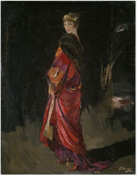 Lady Lavery en manteau du soir - John Lavery image 1 reproduction artisanale de tableau
