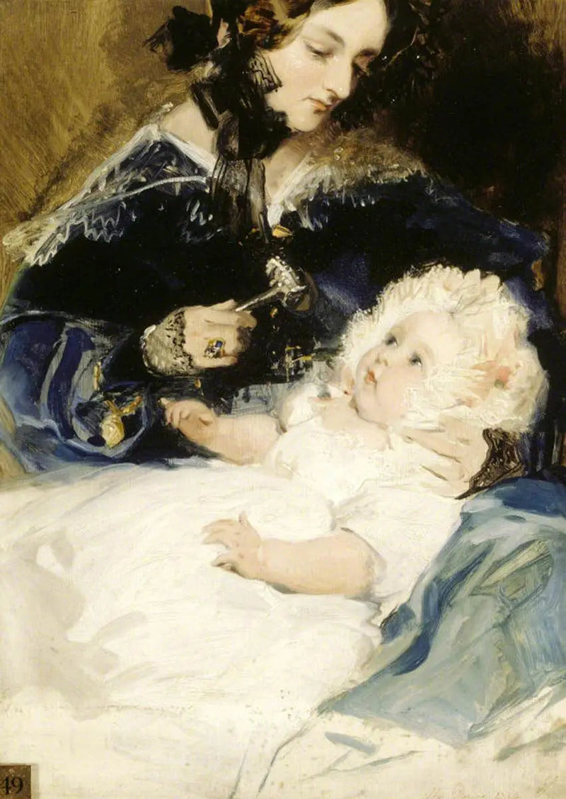 เลดี้ลูอิสา เจน รัสเซล ดัชเชสแห่ง Abercorn (1812-1905) กับลูกสาวเลดี้แฮเรียต จอร์เจียนา ลูอิส แฮมิลตัน ซึ่งต่อมาเป็นเคาน์เตสแห่งลิชฟิลด์ (1834-1913) - เอดวิน เฮนรี แลนด์ซีร์