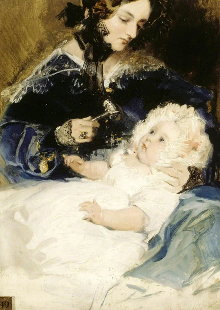 เลดี้ลูอิสา เจน รัสเซล ดัชเชสแห่ง Abercorn (1812-1905) กับลูกสาวเลดี้แฮเรียต จอร์เจียนา ลูอิส แฮมิลตัน ซึ่งต่อมาเป็นเคาน์เตสแห่งลิชฟิลด์ (1834-1913) - เอดวิน เฮนรี แลนด์ซีร์