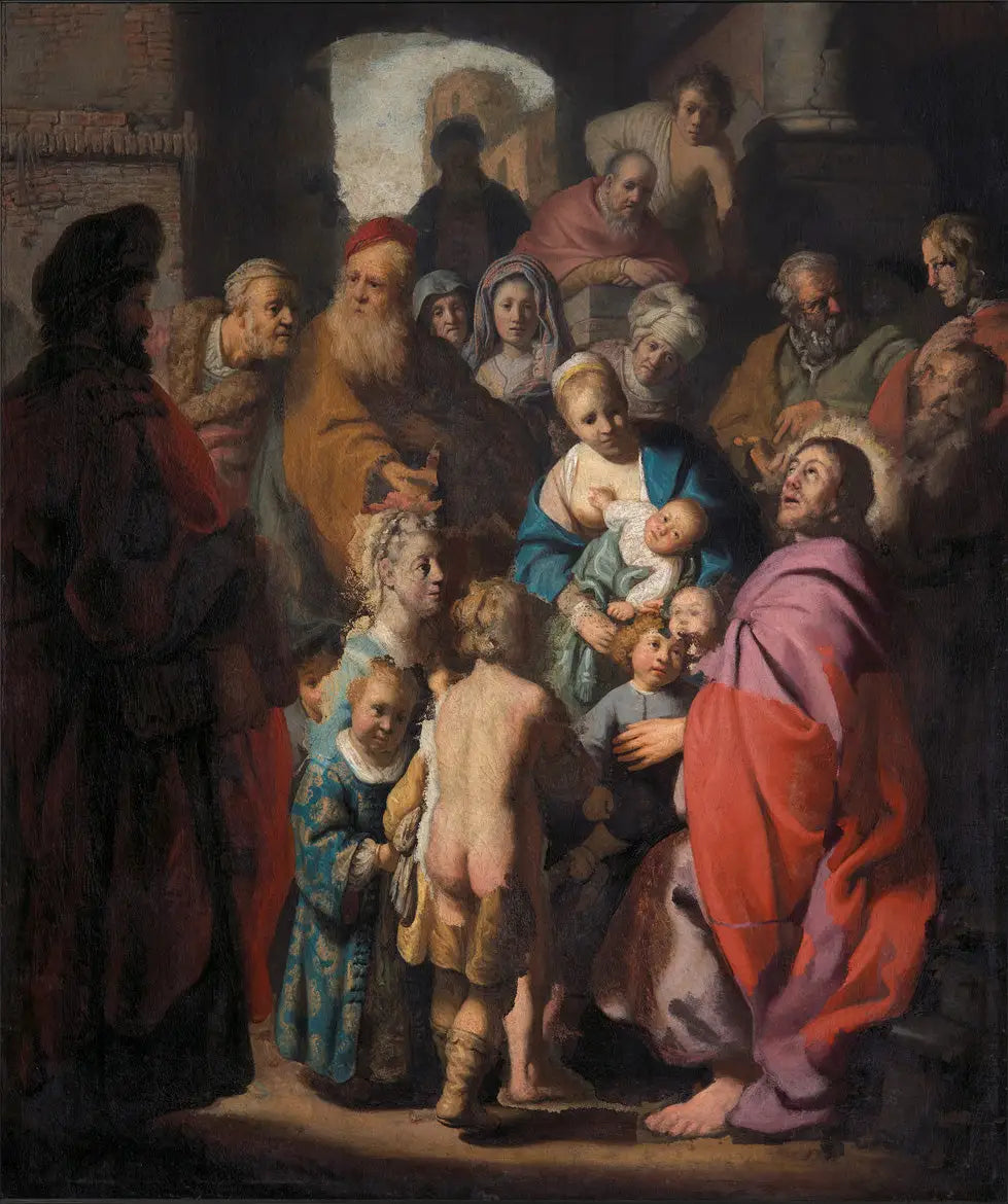 Laissez venir à moi les petits enfants - Rembrandt image 1 copie de tableau peinte à la main