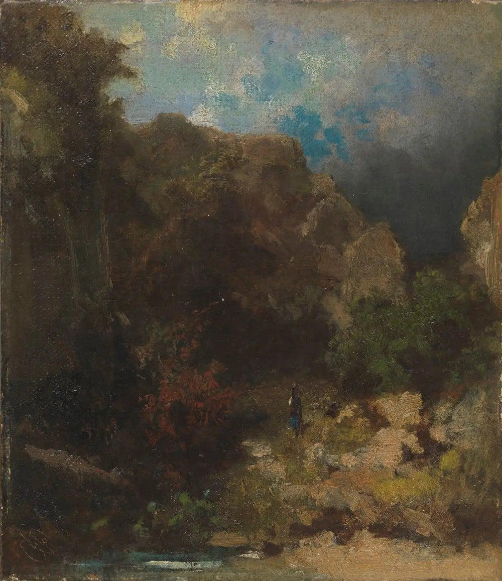 Laitière dans la forêt de montagne - Carl Spitzweg image 1 copie peinte à la main à l’huile