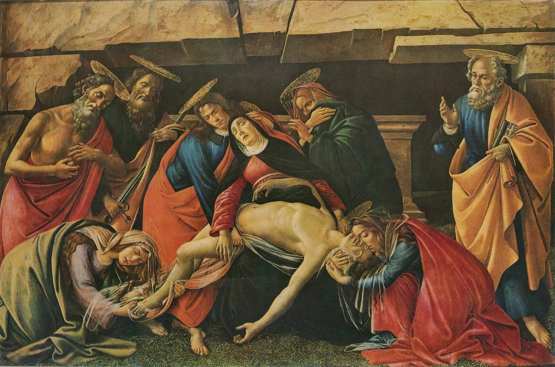 La Lamentation sur le Christ mort de Botticelli, vers 1490-1495, Alte Pinakothek Munich 1075 – reproduction peinture à l’huile sur toile