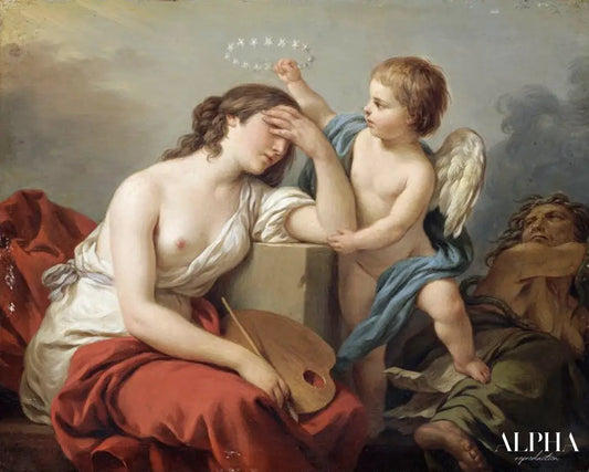 L'Amour des Arts console la Peinture des écrits ridicules et envenimés de ses ennemis - Louis Jean François Lagrenée - Reproductions de tableaux et peintures haut de gamme