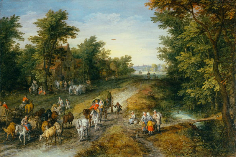 Landstrasse mit Reisenden und Wirtshaus - Jan Brueghel le Jeune
